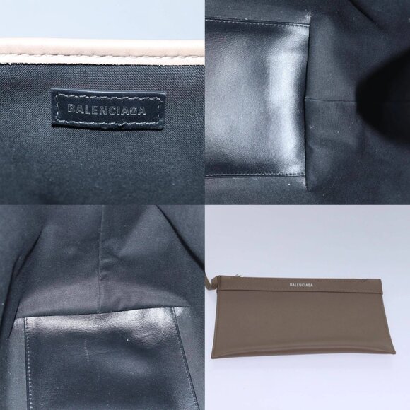 BALENCIAGA Navy Cabas Hand Bag Leather Gray 339933 Auth 80962M - Picture 15 of 15